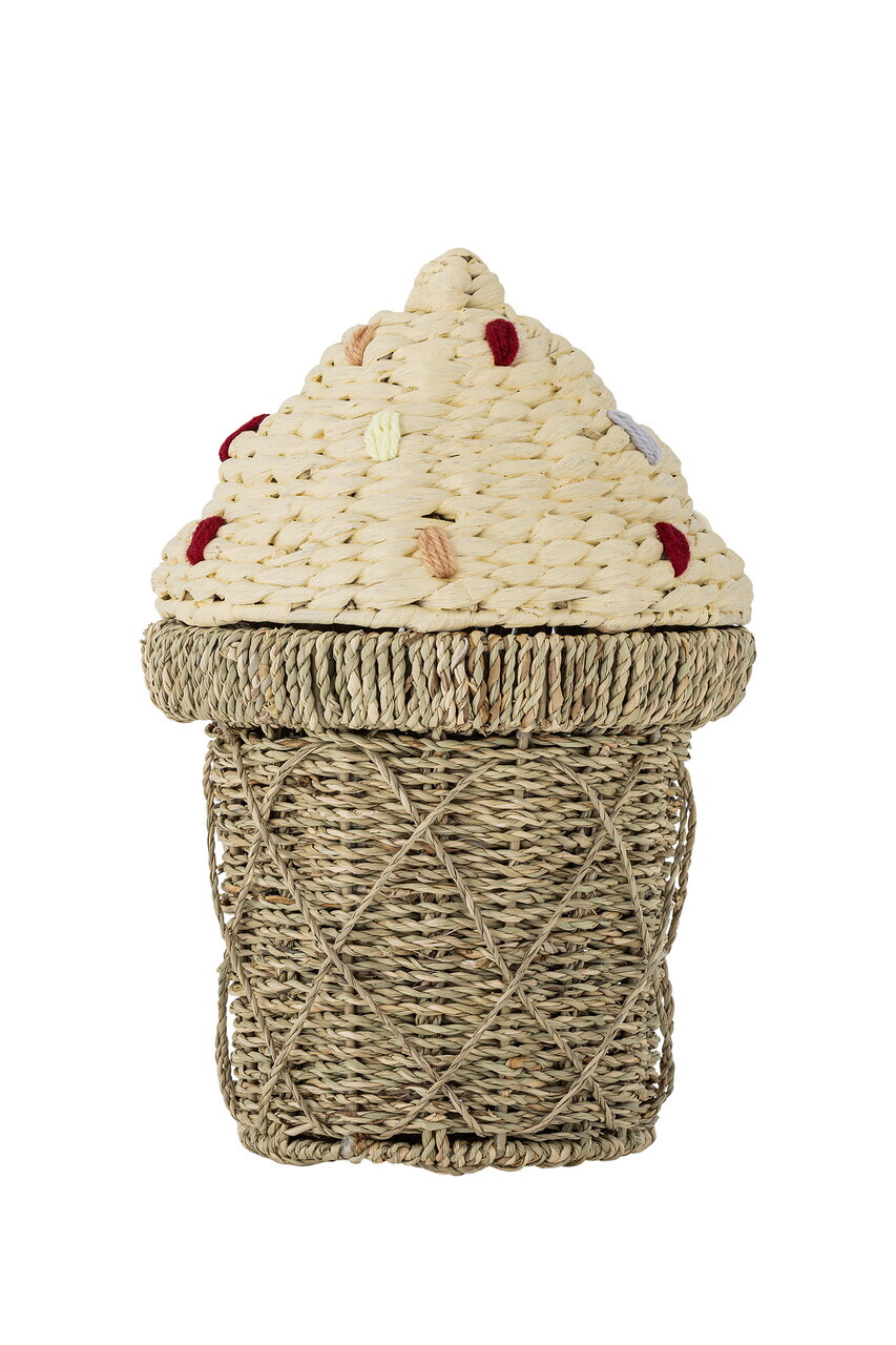 Cos cu capac, Bloomingville, Cillie, 28x41 cm, iarba de mare impletita/otel, natural - imagine 7